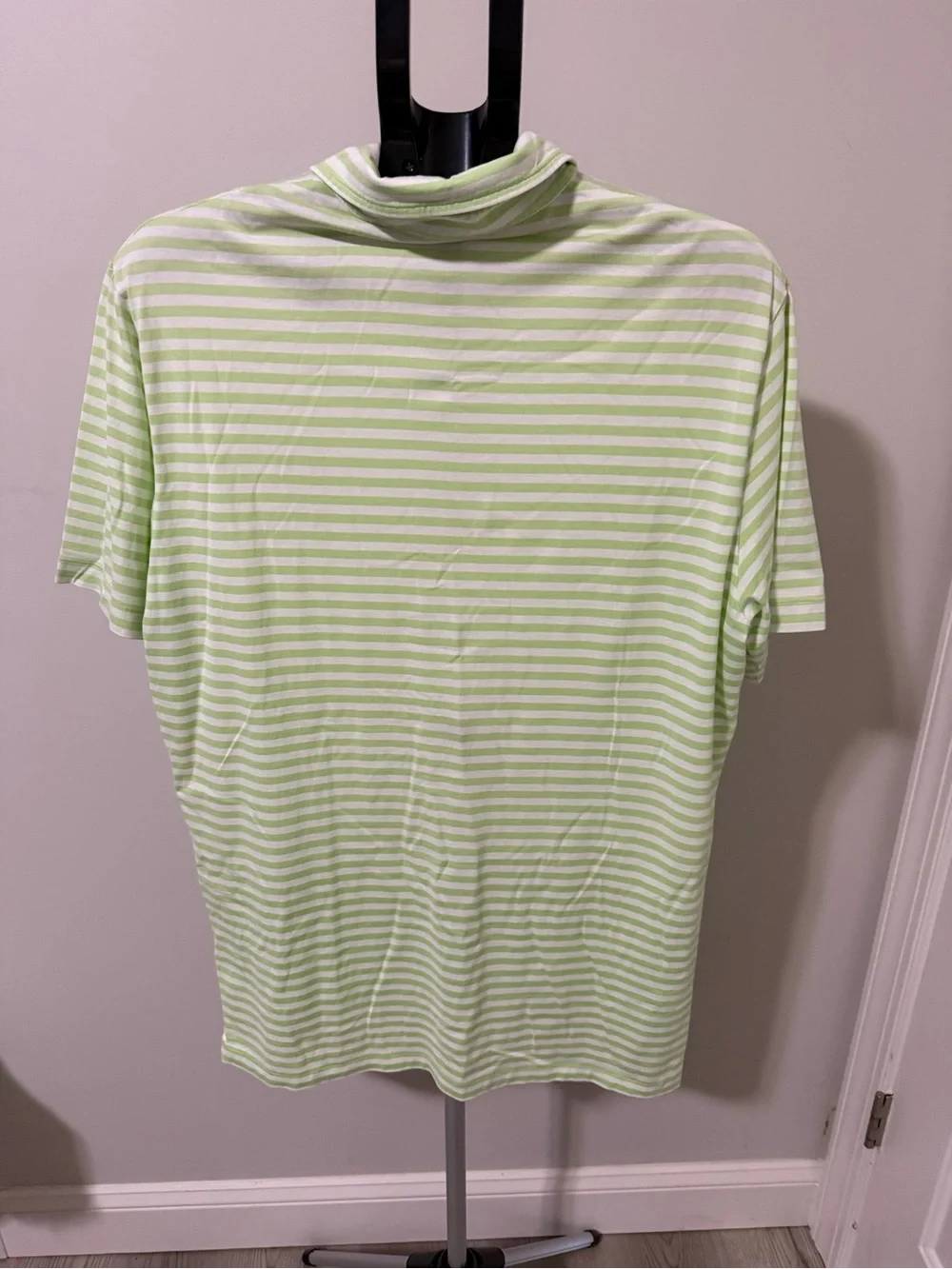 Polo Golf Ralph Lauren Kiawah Island Striped Polo Shirt Green White Cotton Large